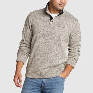 Eddie‎ Bauer Men's Size L Radiator Fleece Snap Mock Pullover Heathered Gray